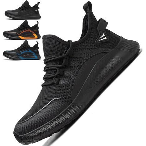 Calzado de seguridad para hombre y mujer con puntera de acero, zapatillas de seguridad ligeras y cómodas, calzado de trabajo resistente a golpes y pinchazos, color negro - 50