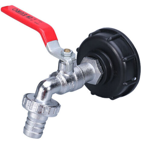 Adaptador para tanque IBC (conexión roscada de 1/2"), grifo para tanque de 1000 litros, recolector de agua de lluvia, accesorios para grifo de salida, válvula, grifo y racor para manguera. (1/5)