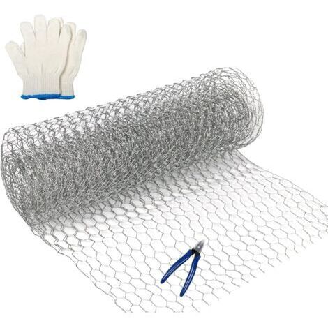rollo de malla de alambre galvanizado ligero para protección durante trabajos manuales y jardinería, con cortador de alambre y guantes – 350 mm x 1 m. (1/5)