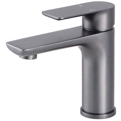 Grifo de baño moderno, grifo de lavabo de diseño elegante, grifo mezclador de acero inoxidable para cocina, agua fría y caliente disponible, grifo de acero inoxidable gris (1/5)
