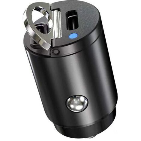Adaptador de cargador de coche negro con doble puerto USB tipo C PD para teléfono móvil, carga rápida de 30 W. (1/5)