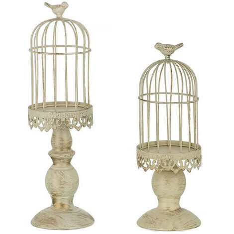 Lámpara de araña vintage con forma de jaula de pájaros, candelabros decorativos para mesas de boda, adornos de hierro forjado tallados, tallas S y L.