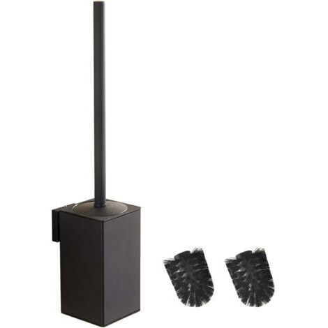 Escobilla de baño de acero inoxidable negro, soporte cuadrado para escobilla de baño (negro) (1/5)