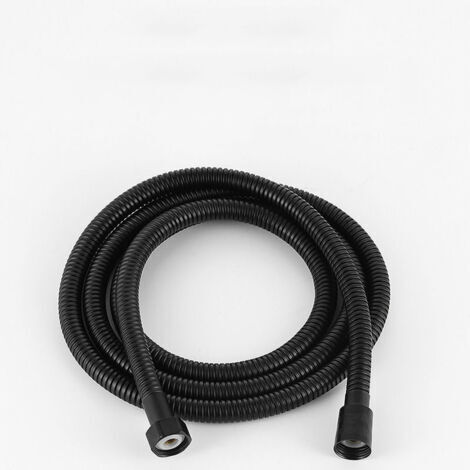 Manguera de ducha flexible de acero inoxidable de 1,5 m (1 pieza), conexiones de latón, manguera para cabezal de ducha antitorsión, manguera de ducha flexible - Negra (1/5)