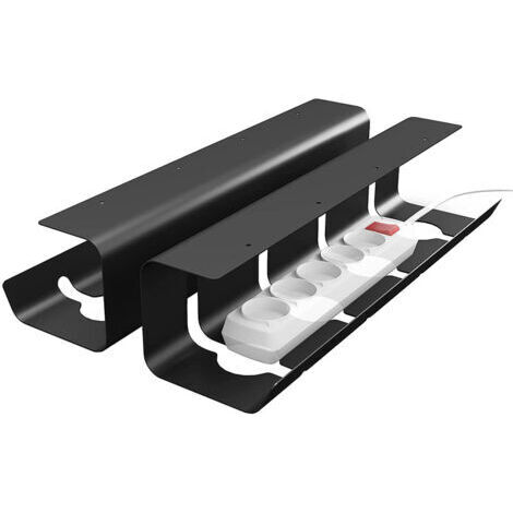 Bandeja organizadora de cables, organizador de cables de escritorio, pasacables - 37 x 10 x 11 cm - Juego de 2 - Negro (1/4)