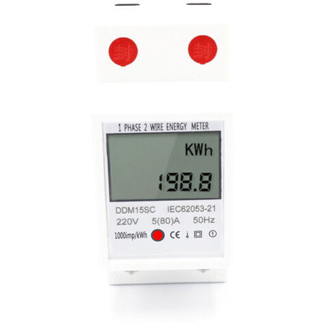 Indicador de consumo de energía, medidor de energía, monitor de consumo de energía, 5-80A 220V 50Hz (1/5)