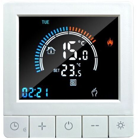 Termostato inteligente, termostato de calefacción, termostato de ambiente, termostato para calefacción eléctrica por suelo radiante, 16A, blanco (1/5)