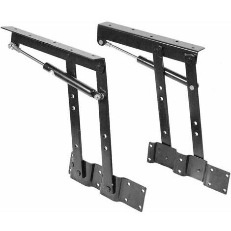 Mecanismo de elevación plegable de 2 piezas y compás para muebles, mecanismo de bandeja negra, carga máxima de 50 kg. (1/5)