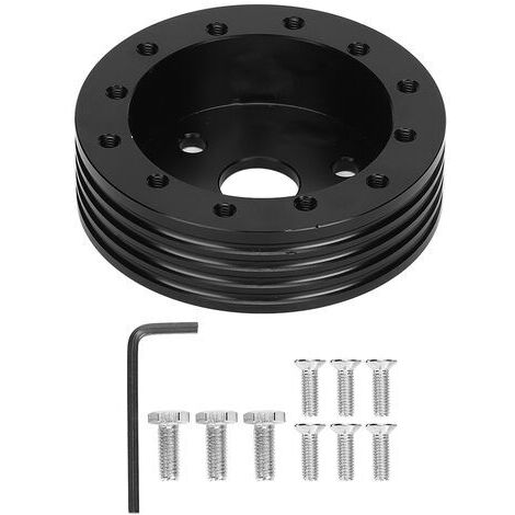 Espaciador de buje de volante de aluminio de 1 pulgada para adaptador de 6 orificios a 3 orificios para ruedas de 5 pulgadas (negro) (1/5)