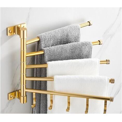 Toallero giratorio para baño, barras giratorias doradas para toallas, tendederos de ropa montados en la pared, barra giratoria para toallas, toallero plegable para lavadero y cocina. (1/5)