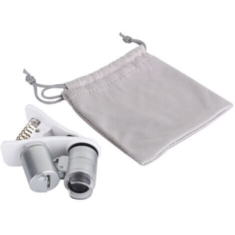 Lupa de 60x para teléfono móvil, cámara, microscopio LED con clip para iPhone (1/5)