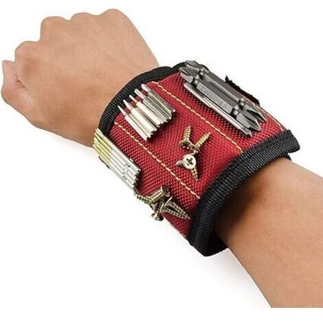 Pulsera magnética, 10 potentes imanes, brazalete magnético para sujetar tornillos, arandelas, tijeras, herramientas pequeñas, brocas, el mejor regalo para aficionados al bricolaje y artesanos, color r