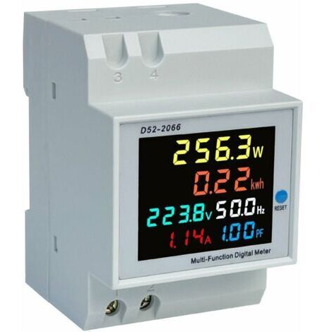 Indicador de consumo eléctrico D52-2066 Medidor de vatios-hora monofásico para hogar inteligente Medidor de vatios-hora multifuncional tipo riel (1/4)