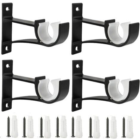 Soportes para barra de cortina de 4 piezas, fijaciones para barras de 2,5 cm, 2,8 cm y 3,2 cm, color negro. (1/5)