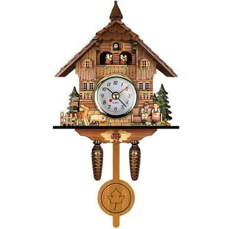 Reloj de cuco antiguo de madera, reloj de pared con casita para pájaros, decoración del hogar, reloj de cuco colgante, campana oscilante automática, péndulo, decoración del hogar