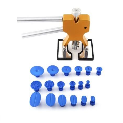 Kit para eliminar abolladuras, extractor de carrocería robusto y de alta dureza, fabricado en aluminio con 18 pestañas azules para lavadoras, frigoríficos y coches. (1/5)