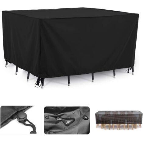 Funda rectangular para muebles de exterior en tejido 210D con cordón ajustable. Funda protectora resistente para mesa de jardín, 54 x 76 x 69 cm.