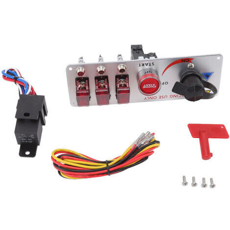 Panel de control de encendido LED 5 en 1 de 12 V con botón pulsador de arranque del motor para coches de carreras, autocaravanas y camiones (rojo) (1/5)