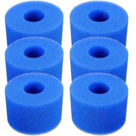Cartucho de filtro para piscina, paquete de 6 cartuchos de filtro de espuma reutilizables y lavables para piscinas tipo jacuzzi S1 (azul) (1/5)