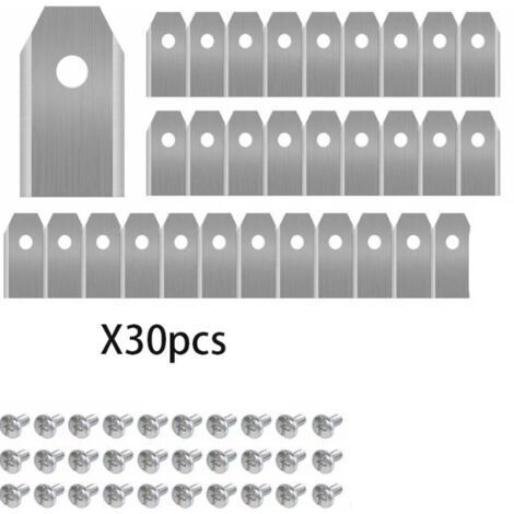 30 cuchillas de titanio para todos los robots cortacésped Husqvarn/Automower/Yardforce/Gardena (3g-0,75 mm) con 45 tornillos. Cuchillas de repuesto para los modelos 105, 310, 315, 320, 420, 430x y r40 (1/5)