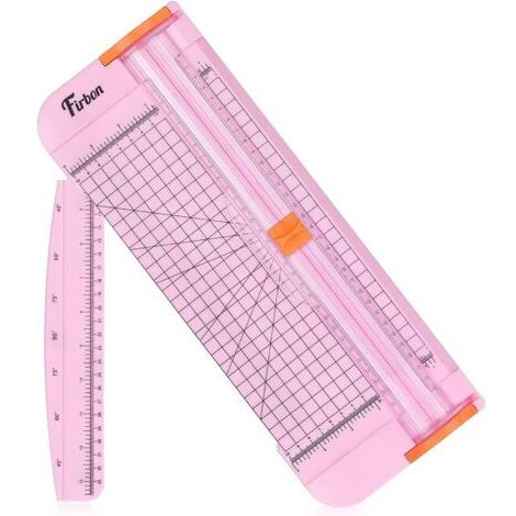 Cortador de papel A4 de 30 cm (12 pulgadas) con regla de titanio, guillotina y sistema de seguridad. Cuchilla reemplazable para cortar cupones, papel de manualidades, etiquetas y fotos. Color rosa. (1/5)