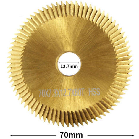 Hoja de sierra circular de alta velocidad fabricada en acero revestido de titanio -- 70x7,3x12,7 mm 80T (1/4)
