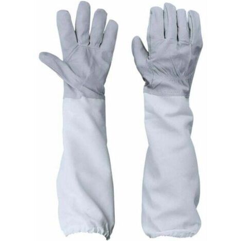 Guantes protectores de piel de oveja para apicultores. Comodidad y flexibilidad. Mangas de lino resistente. Puños elásticos ajustables. (1/5)