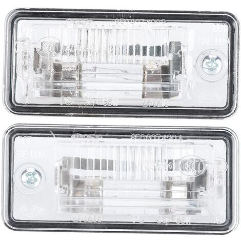 Luces de matrícula, 1 par. Números de pieza 8E0807430A y 8E0807430B. Luces de matrícula compatibles con A3, A4, A5, A6, C6, A8, D3, Q7 y RS4. (1/5)