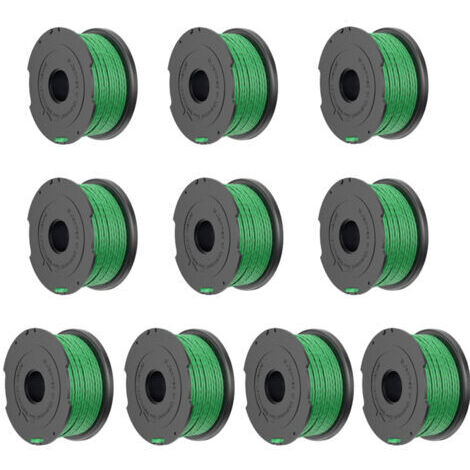 Paquete de 10 carretes de hilo verde para desbrozadoras Black & Decker GL7033 GL8033 GL9035 A6482 - (1/4)