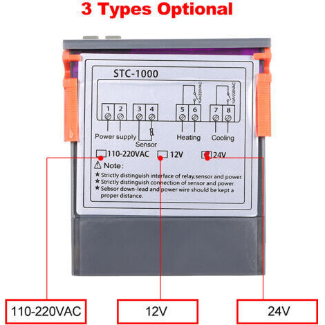 Termostato digital para calefacción y refrigeración, controlador digital de temperatura, con sensor, STC-1000 (1/5)