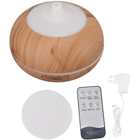 Difusor de aromaterapia de 550 ml con acabado de madera, difusor ultrasónico de aceites esenciales, humidificador de 110-240 V, modelo con control remoto, acabado en madera clara, enchufe europeo. (1/5)