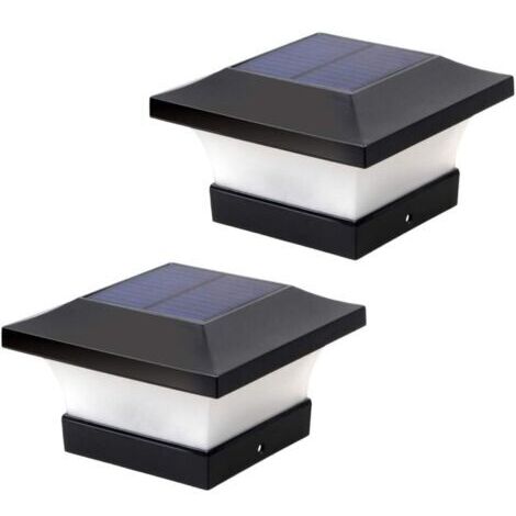 Juego de 2 farolas solares exteriores para postes, ideales para iluminar cercas y terrazas. Iluminación solar LED blanca de alto brillo (6000K) para postes de 4 x 4, 5 x 5 o 6 x 6 pulgadas.