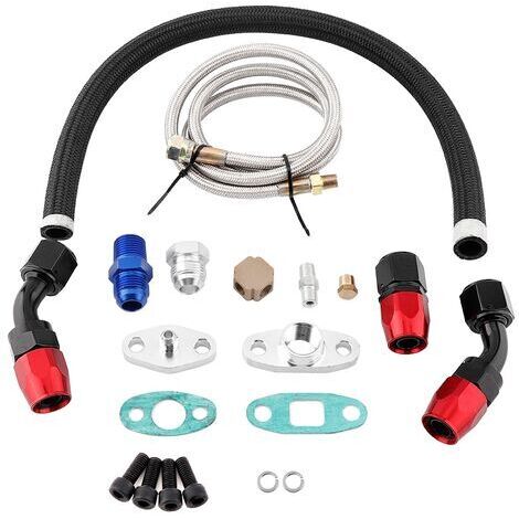 Kit de bridas adaptadoras AN10 para la línea de retorno de aceite del turbo, compatible con T3, T4, GT35, T70 y T66. (1/5)