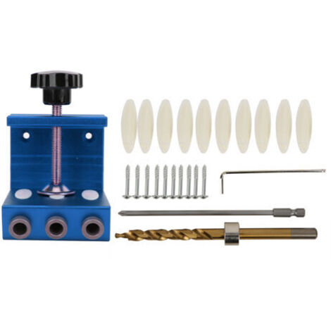 Guía para taladrar agujeros ocultos, herramienta de perforación de aleación de aluminio para carpintería y hogar, rojo/azul. (1/5)