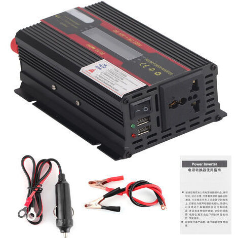 Inversor de corriente para coche de 12 V CC a 220 V CA, potencia máxima de 3000 W, pantalla LCD, convertidor de onda sinusoidal modificada. (1/5)