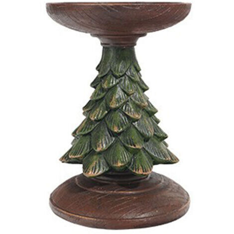 Portavelas de cedro con forma de árbol de Navidad, decoración de mesa para el salón. (1/5)