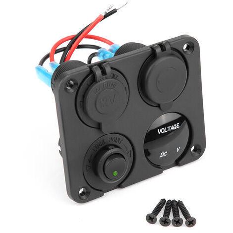 Panel de control basculante de 4 botones (encendido/apagado), cargador USB doble, toma de mechero, voltímetro, LED verde (1/5)