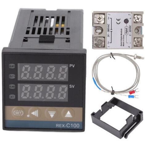 Termostato digital PID, controlador de temperatura de 100V-240V, con módulo de relé de termopar imperial tipo K M6 de 3,3 pies, 40A (1/5)