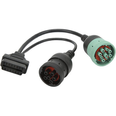 Cable OBD2 para camiones, conector hembra OBDII de 16 pines a divisor J1708 de 9 pines y J1939 de 6 pines, tipo Y, para diagnóstico de automóviles y camiones. (1/5)