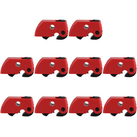 Paquete de 10 interruptores automáticos rojos universales para evitar disparos accidentales funcionan con todos los candados y pestillos de seguridad. (1/5)
