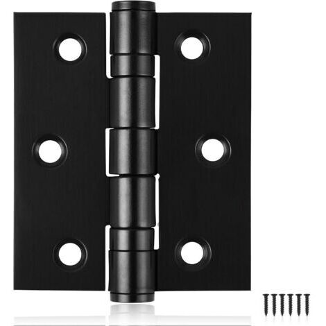 Juego de 6 bisagras negras para puertas, bisagras de acero inoxidable de alta resistencia de 5 cm (2 pulgadas) para puertas interiores y exteriores, bisagras negras con rodamientos de bolas. (1/5)