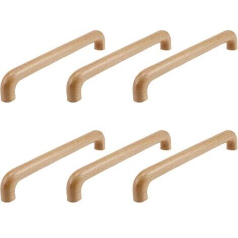 Tiradores de madera maciza, tiradores de cocina, tiradores de puertas, tiradores de muebles, tiradores de cajones, decoración de interiores DIY - 208 mm (distancia entre orificios 192 mm) (1/5)