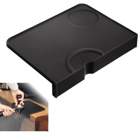 Tazas y vasos, tapete de silicona para prensar, tapete de prensado Dingrich con protección de bordes, tapete para prensar café, herramientas de barista (negro, 20,5 x 15 x 3 cm) (1/5)