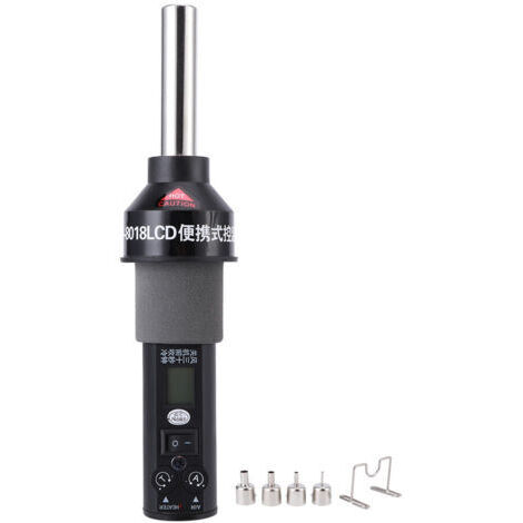 Pistola de aire caliente industrial con 4 boquillas, 450 W CA, con pantalla digital LCD y termostato. (1/5)