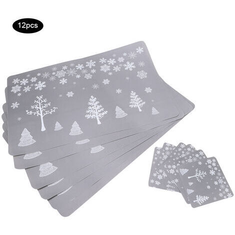 Posavasos con estampado navideño para tazas de té, 12 piezas, posavasos, tetera, manteles individuales, manteles de mesa, decoración (1/5)