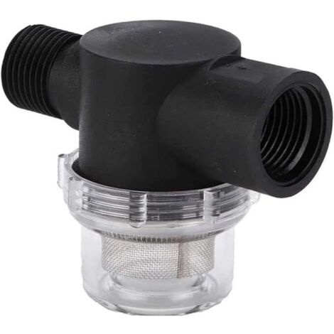 Filtro para bomba de agua de 1/2 pulgada, filtro de riego en línea de malla 50 para manguera de entrada de agua, compatible con bombas WFCO y Shurflo (negro). (1/4)