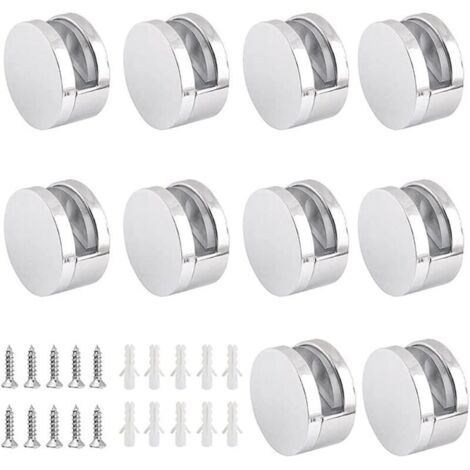 10 juegos de clips para espejos de baño, soportes de fijación para espejos, clips de aleación de zinc para espejos de pared y estantes de pared de vidrio. (1/4)