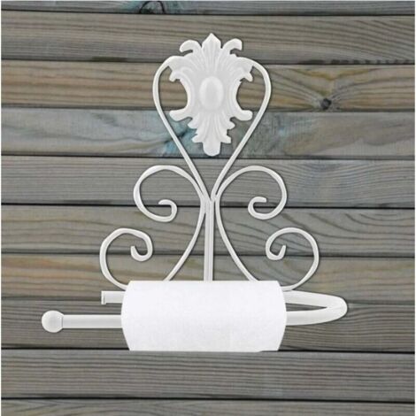 Portarrollos de papel higiénico, soporte de pared vintage para rollo de papel higiénico, colgador de toallas, soporte para rollo de baño (blanco) (1/4)