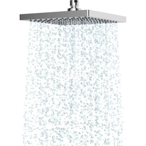 Cabezal de ducha de lluvia SHINING, 8 pulgadas (20x20 cm), cabezal de ducha cuadrado fijo antical, cabezal de ducha de alta presión de acero inoxidable, ángulo ajustable y giratorio, cromado (1/4)