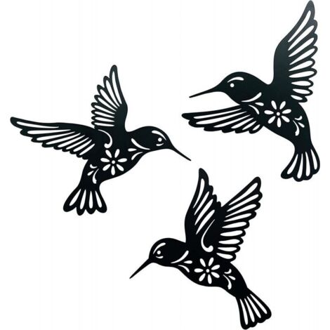 Cuadro de pared de colibrí en acrílico de 3 piezas, arte moderno de aves, paneles decorativos colgantes de acrílico con forma de colibrí, estatuas de escultura de pared para sala de estar. (1/4)